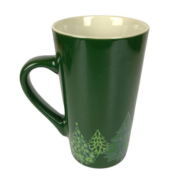 Starbucks Green Christmas Tree Holiday Coffee Mug 16 Oz Ceramic Mermaid Logo - Picture 3 of 6